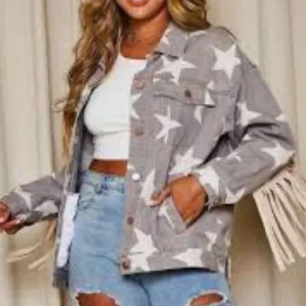 *NEW* Peach Love Tassel Denim Jacket - Picture 2 of 10